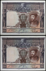 Spanish Banknotes

Banco de España

Lote 2 billetes 1.000 Pesetas. 1 Julio 1925. Carlos I. Pareja correlativa. Ed-351. EBC- a EBC.
