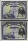 Spanish Banknotes

Banco de España

Lote 2 billetes 1.000 Pesetas. 15 Agosto 1928. San fernando. Pareja correlativa. Ed-357. EBC.