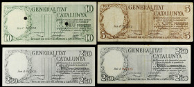 Spanish Banknotes

Civil War

Serie 4 billetes 2, 50 (2), 5 y 10 Pesetas. 21 Setembre 1936. GENERALITAT DE CATALUNYA. 2, 50 Pessetes con numeració...