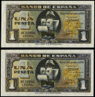 Spanish Banknotes

Estado Español

Lote 2 billetes 1 Peseta. 4 Septiembre 1940. Carabela. Serie A. Pareja correlativa. Ed-442a. SC.