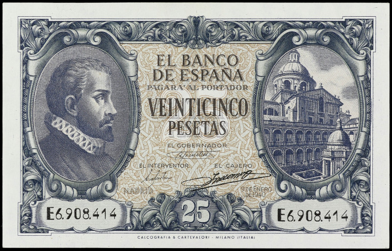 Spanish Banknotes

Estado Español

25 Pesetas. 9 Enero 1940. Herrera. Serie ...