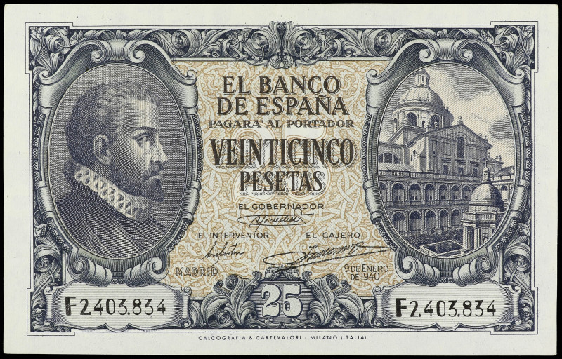 Spanish Banknotes

Estado Español

25 Pesetas. 9 Enero 1940. Herrera. Serie ...