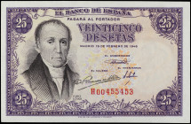 Spanish Banknotes

Estado Español

25 Pesetas. 19 Febrero 1946. Flórez Estrada. Serie H. (Arruguitas). Ed-450a. SC-.