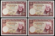 Spanish Banknotes

Estado Español

Lote 8 billetes 50 Pesetas. 31 Diciembre 1951. Rusiñol. Serie A. Tres Parejas correlativas. (Arruguitas, alguna...