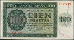 Spanish Banknotes

Estado Español

100 Pesetas. 21 Noviembre 1936. Catedral de Burgos. Serie K. (Esquinas algo rozadas). Ed-421a. SC.