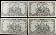 Spanish Banknotes

Estado Español

Lote 4 billetes 100 Pesetas. 9 Enero 1940. Colón. Series C, D, E y F. A EXAMINAR. Ed-438a. MBC a MBC+.