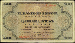 Spanish Banknotes

Estado Español

500 Pesetas. 20 Mayo 1938. Catedral de Santiago. Ed-433. MBC.