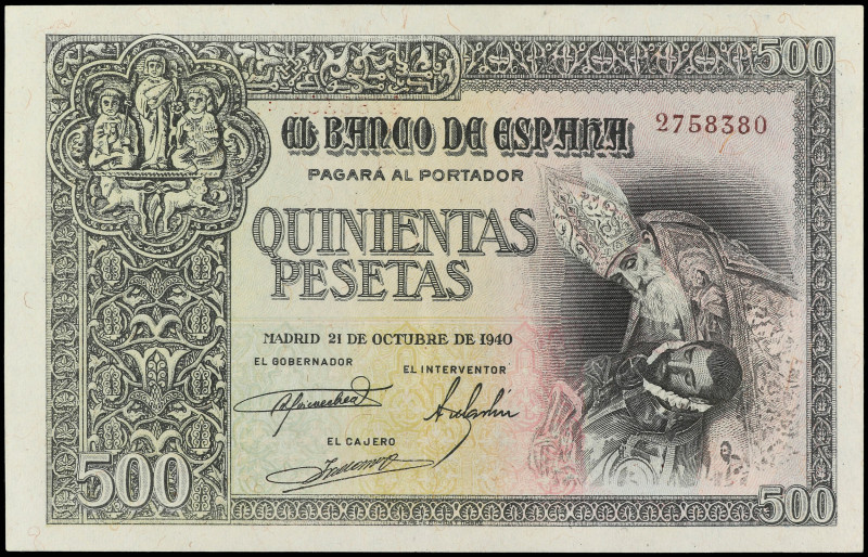 Spanish Banknotes

Estado Español

500 Pesetas. 21 Octubre 1940. Entierro de...