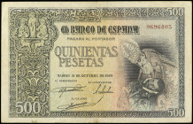 Spanish Banknotes

Estado Español

500 Pesetas. 21 Octubre 1940. Entierro del Conde Orgaz. (Algo sucio).. Ed-444. MBC.