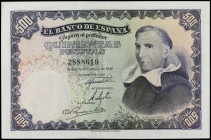 Spanish Banknotes

Estado Español

500 Pesetas. 19 Febrero 1946. Francisco de Vitoria. Ed-452. EBC-.