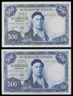 Spanish Banknotes

Estado Español

Lote 2 billetes 500 Pesetas. 22 Julio 1954. Zuloaga. Serie S. Ed-468b. SC.