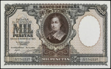 Spanish Banknotes

Estado Español

1.000 Pesetas. 9 Enero 1940. Murillo. Ed-440. EBC-.