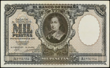 Spanish Banknotes

Estado Español

1.000 Pesetas. 9 Enero 1940. Murillo. (levísimas manchitas). Ed-440. MBC+.