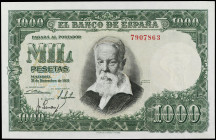 Spanish Banknotes

Estado Español

1.000 Pesetas. 31 Diciembre 1951. Sorolla. Sin Serie. (tres pliegues). Ed-463. EBC-.