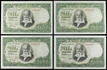 Spanish Banknotes

Estado Español

Lote 4 billetes 1.000 Pesetas. 31 Diciembre 1951. Sorolla. Serie C. Ed-463a. MBC+ a EBC.