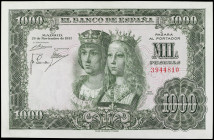 Spanish Banknotes

Estado Español

1.000 Pesetas. 29 Noviembre 1957. Reyes Católicos. Sin Serie. (Arruguitas). Ed-469. EBC-.