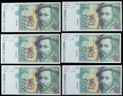 Spanish Banknotes

Juan Carlos I

Lote 6 billetes 1.000 Pesetas. 12 Octubre 1992. Hernán Cortés. Sin Serie. Correlativos. Numeración algo baja 004...