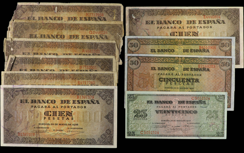 Banknotes. Lots and Collections

billetes 25, 50 (2) y 100 Pesetas (7). 20 May...