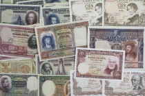 Banknotes. Lots and Collections

Lote 92 billetes. Siglo XX. Destaca alguno como: 50 Pesetas 24 septiembre 1906 y 100 Pesetas 1906, 1938 y 1940 en b...