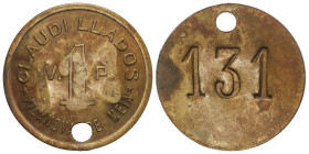 Paper Money of the Civil War

Catalonia

1 Pesseta. Emisión Guerra Civil. CLAUDI LLADOS. VILANOVA DE MEIÀ. Latón. RARA. L-3292. MBC+.