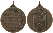 Spanish Medals

Medalla II Juegos deportivos de la juventud. 1966. SEVILLA. Anv.: Laurea y leyenda. Rev.: Escudo del S.E.U., superpuesto NO-DO. 30,7...