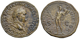 Vespasiano (69-79) Sesterzio - Busto laureato a d. - R/ Marte stante di fronte - RIC 432 AE (g 24,54) Ex Naville, 61, lotto 385. Corrosioni diffuse, s...