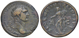 Traiano (98-117) Dupondio - Busto radiato a d. - R/ L'Equità stante a s. - RIC 498 AE (g 14,44) Graffi diffusi

BB