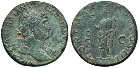 Adriano (117-138) Sesterzio - Busto laureato a d. - R/ La Felicità stante a s. - RIC 563b AE (g 23,54) Ex Numismatik Naumann, asta 84, lotto 356. Corr...
