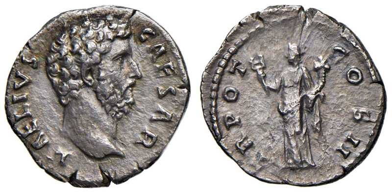 Elio (136-138) Denario - Busto a d. - R/ La Felicità stante a s. - RIC 430 AG (g...