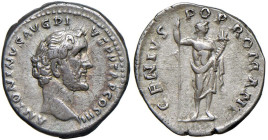 Antonino Pio (138-160) Denario - Testa laureata a d. - R/ GENIO POP ROMANI, Genio stante di fronte - RIC 70 AG (g 3,38) R

BB