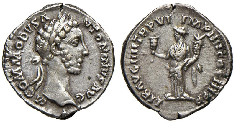 Commodo (180-192) Denario - Testa laureata a d. - R/ La Liberalità stante a s. -...