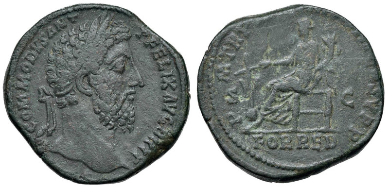 Commodo (181-192) Sesterzio - Testa laureata a d. - R/ LA Fortuna seduta a s. - ...