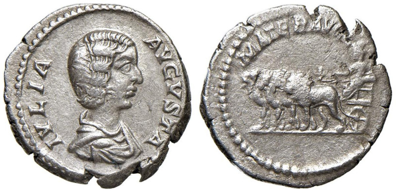 Giulia Domna (moglie di Settimio Severo) Denario - Busto a d. - R/ Cibele su qua...