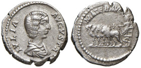 Giulia Domna (moglie di Settimio Severo) Denario - Busto a d. - R/ Cibele su quadriga di leoni a s. - RIC 562 AG (g 3,09) Ex Savoca, 30, lotto 374

...