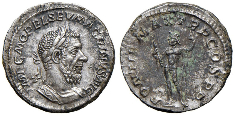 Macrino (217-218) Denario - Testa laureata a d. - R/ Giove stante a s. - RIC 15 ...