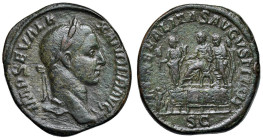 Alessandro Severo (222-235) Sesterzio - Testa laureata a d. - R/ Scena di liberalità - RIC 571 AE (g 20,18 ) RR Ex Artemide, 52, lotto 343.

BB