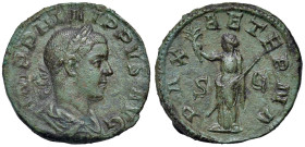 Filippo II (244-249) Sesterzio - Busto laureato a d. - R/ La Pace stante a s. - RIC 268 AE (g 20,55)

qSPL/SPL