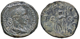 Treboniano Gallo (251-253) Sesterzio - Busto a laureato a d. - R/ La Virtù stante a s. - RIC 126 AE (g 27,14) Ex N.N., 86, lotto 545. Diffusi graffi d...