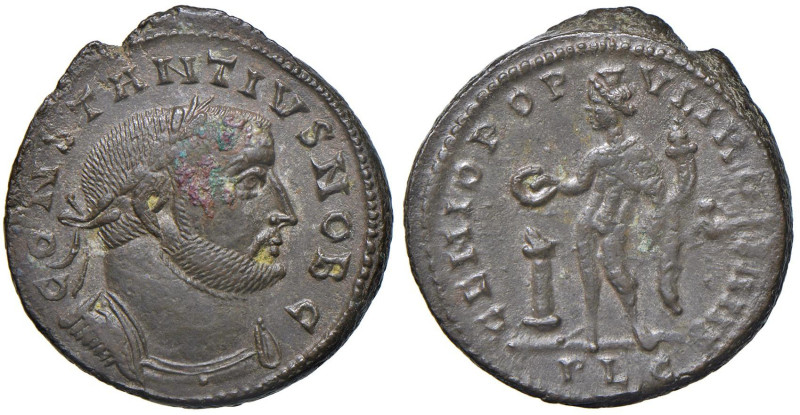 Costanzo I (305-306) Follis (Lugdunum) Busto laureato a d. - R/ Genio stante a s...