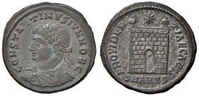 Costantino II (317-337) Follis (Antiochia) - Busto a s. - R/ Porta di città - RIC 73 AE (g 3,36)

SPL