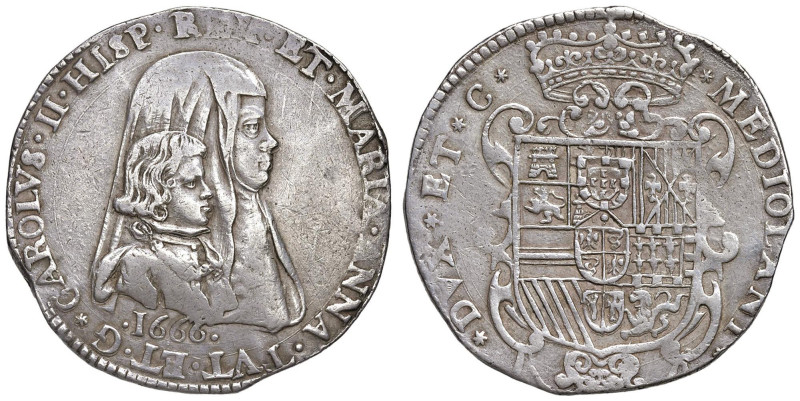 MILANO Carlo II, reggenza della madre (1665-1675) Filippo 1666 - MIR 380 AG (g 2...