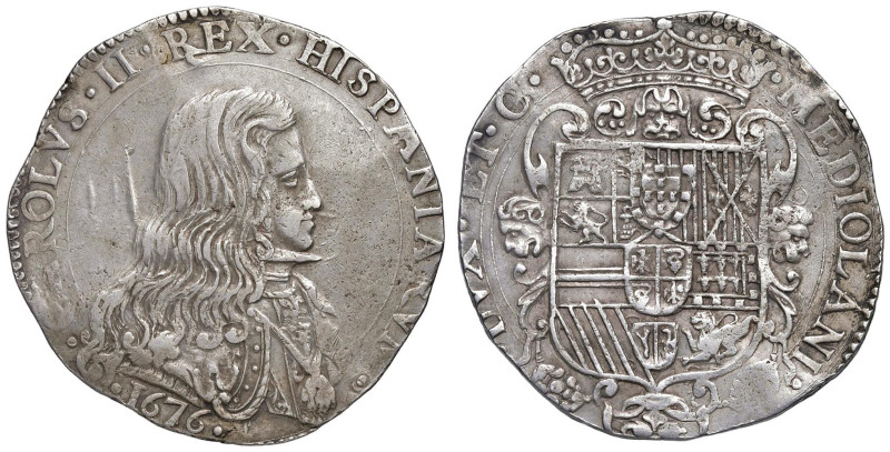 MILANO Carlo II (1676-1700) Filippo 1676 - MIR 387 AG (g 27,71) Superfici legger...