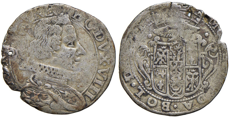 MODENA Francesco I (1629-1658) 10 Bolognini - MIR 787 AG (g 3,20) RR Forato, gra...