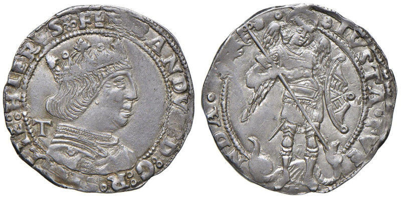 NAPOLI Ferdinando I d’Aragona (1458-1494) Coronato sigla T - P./R. 17b AG (g 3,9...