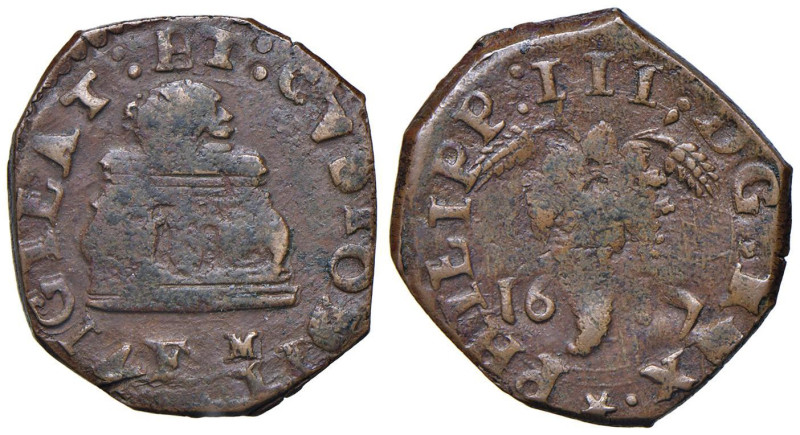 NAPOLI Filippo III (1598-1621) Tornese 1617 FM - Magliocca 75/1 var. CU (g 4,95)...