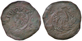 NAPOLI Filippo IV (1621-1665) Tornese 1636 (?) O/C - Magliocca 107 CU (g 5,01) RRR Battuto su tondello ampio e lamina sottile

qBB