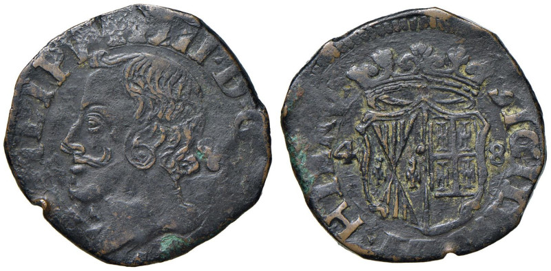 NAPOLI Filippo IV (1621-1665) Grano 1648 lettera A - Magliocca 164 CU (g 8,16) R...