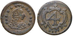 NAPOLI Carlo di Borbone (1734-1759) 4 Cavalli 1757 - Nomisma 325 CU (g 2,00) R

BB/BB+