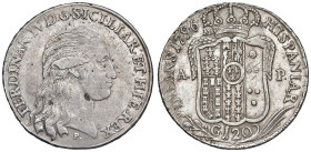 NAPOLI Ferdinando IV (1759-1799) Piastra 1796 - Nomisma 452 AG (g 27,35) Mancanze al D/, ossidazioni al bordo

BB