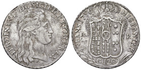 NAPOLI Ferdinando IV (1759-1799) Piastra 1796 - Nomisma 452 AG (g 27,36) Graffietti di conio al R/

BB